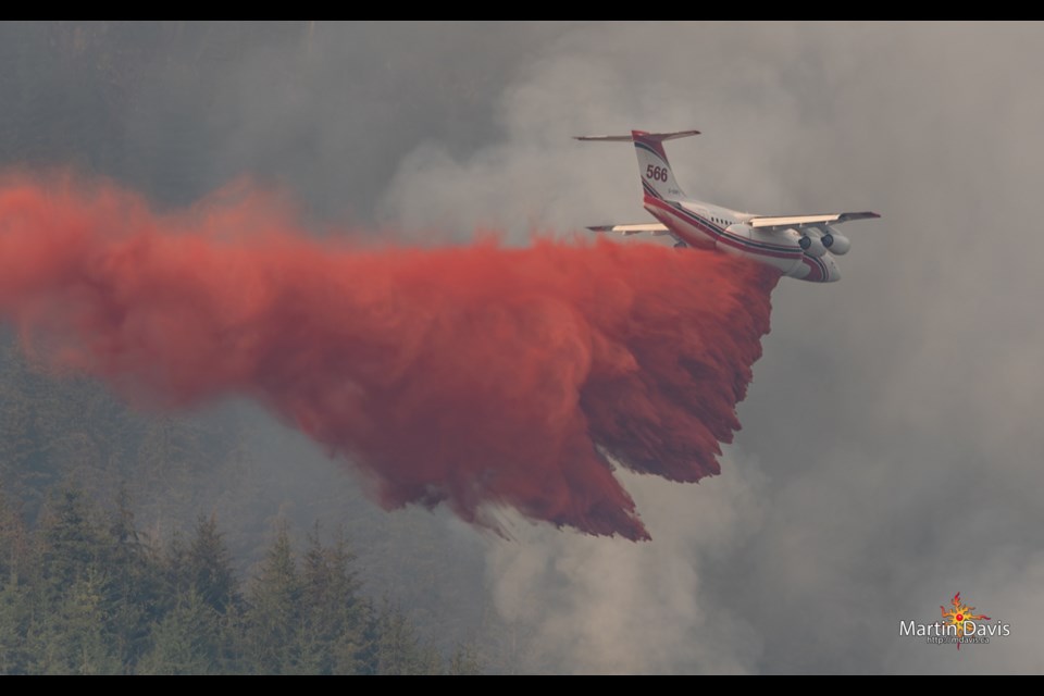 A wildfire at Plowden Bay, which is located just past Port Mellon and Dogpatch, was controlled by plane, Aug. 8. 