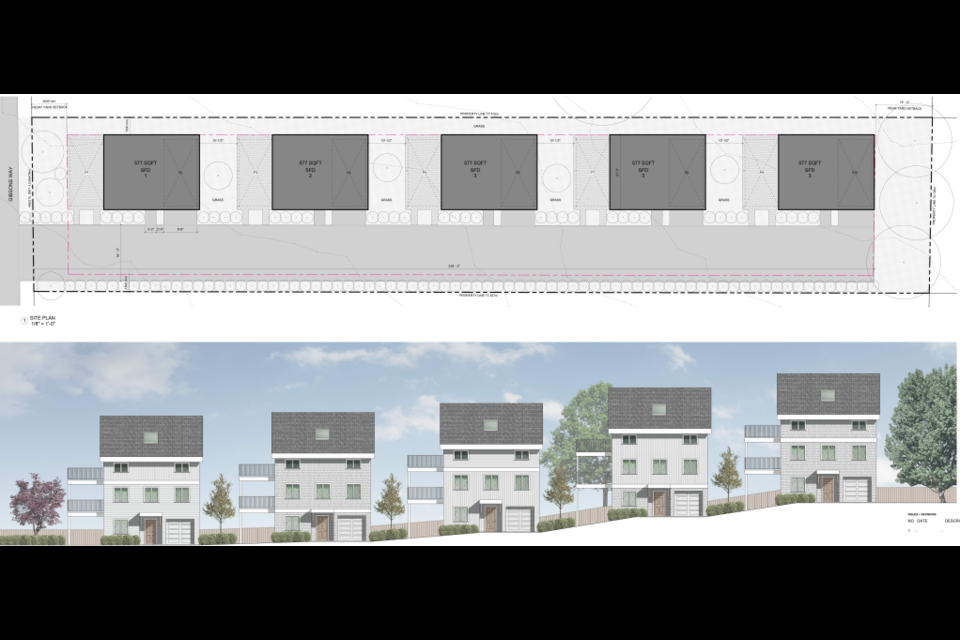 A rendering of the proposed units along Gibsons Way