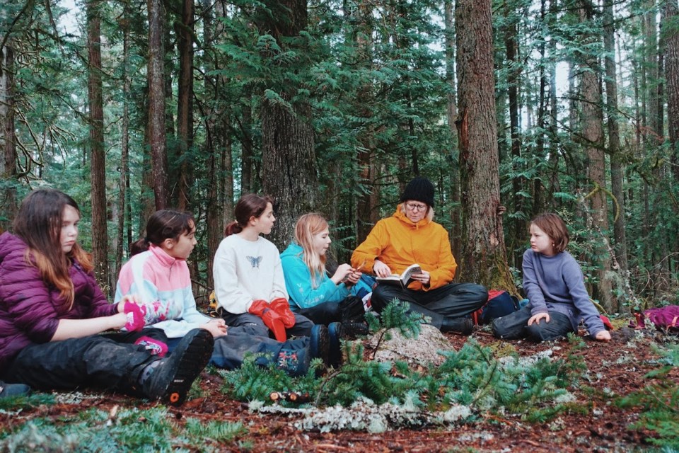 Outdoor classroom at what is now called Wildwood Independent School in Roberts Creek. 