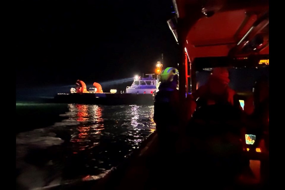 A Coast Guard hovercraft responded to a call of a boat beached in Davis Bay Wednesday. 