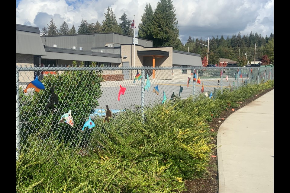 West Sechelt Elementary School created orcas in a creative school beautification project.