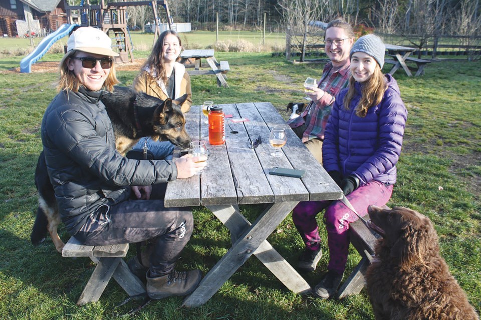 Jack, Christine, Joel, and Megan with fur friends Zeeva, Sugar, and Fievel.