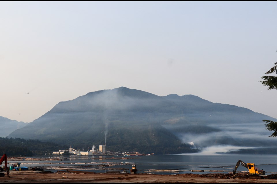 A formation of planes attacks the fire that ignited less than two kilometres from the Port Mellon Pulp Mill on Aug. 8. 