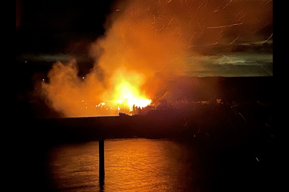 An orange glow lit the spit at Port Stalashen on May 27, 2024