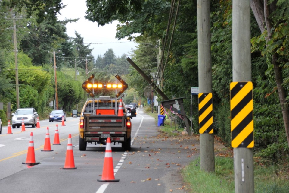 A driver crashed into a telephone pole and bus stop along the Sunshine Coast highway on Sept. 12.