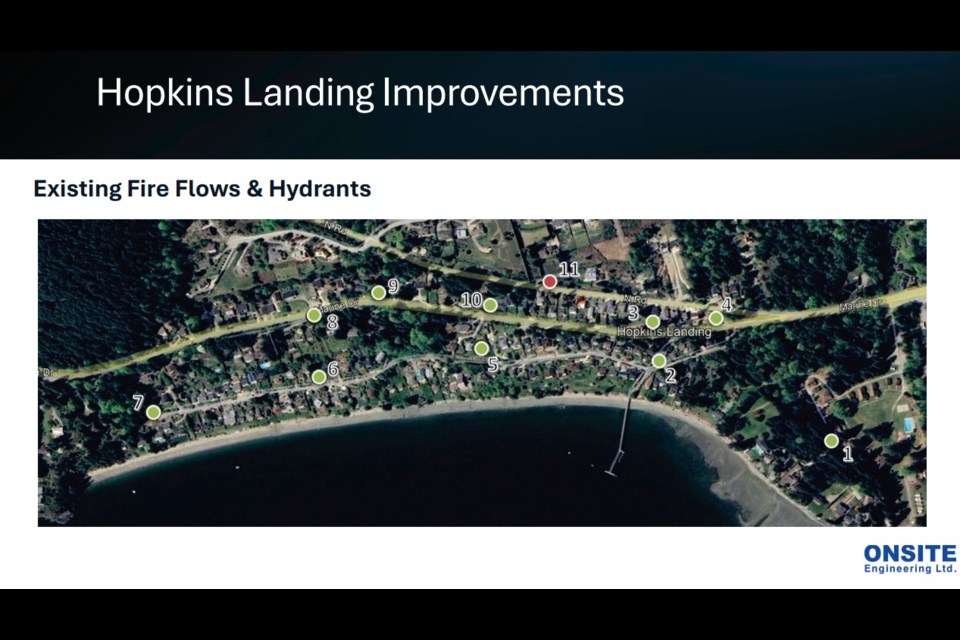 An aerial view of some of the Hopkins Landing waterworks infrastructure 