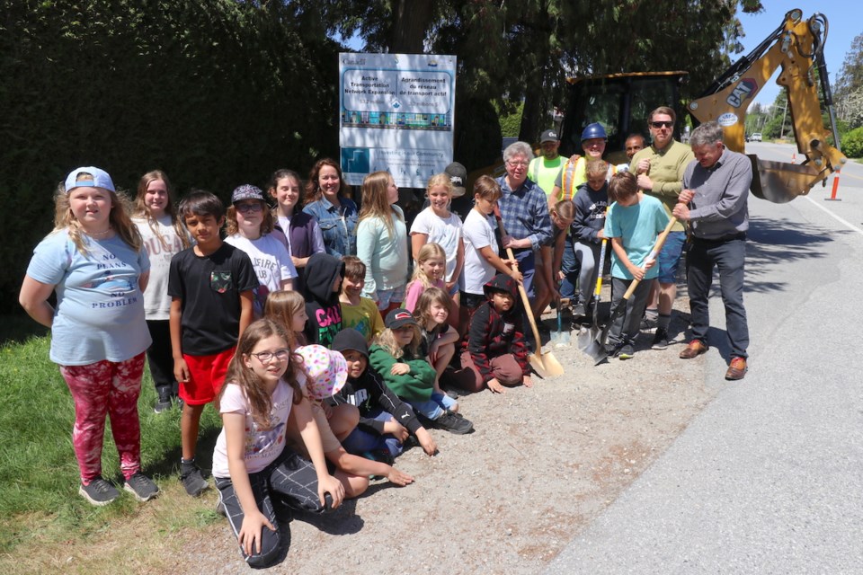 A West Sechelt Elementary School class helped break ground for the Sechelt active transportation network expansion at a May 29 event. 