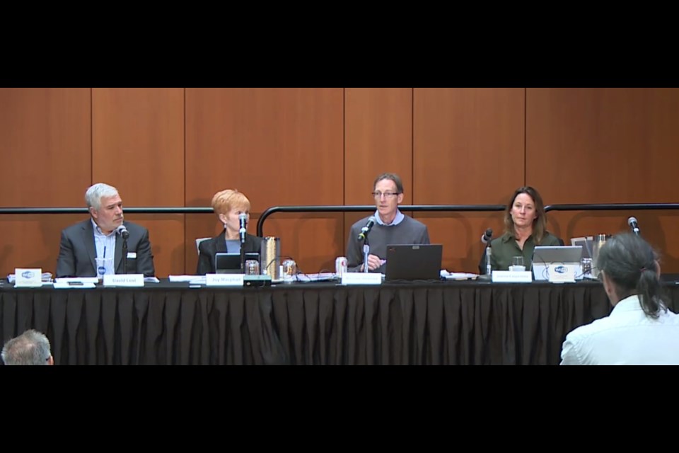 (l to r) David Levi, Joy McPhail, and BCF staffers Nicholas Jimenez and Joanne Carpendale field questions at BCF's AGM on Aug. 15.
