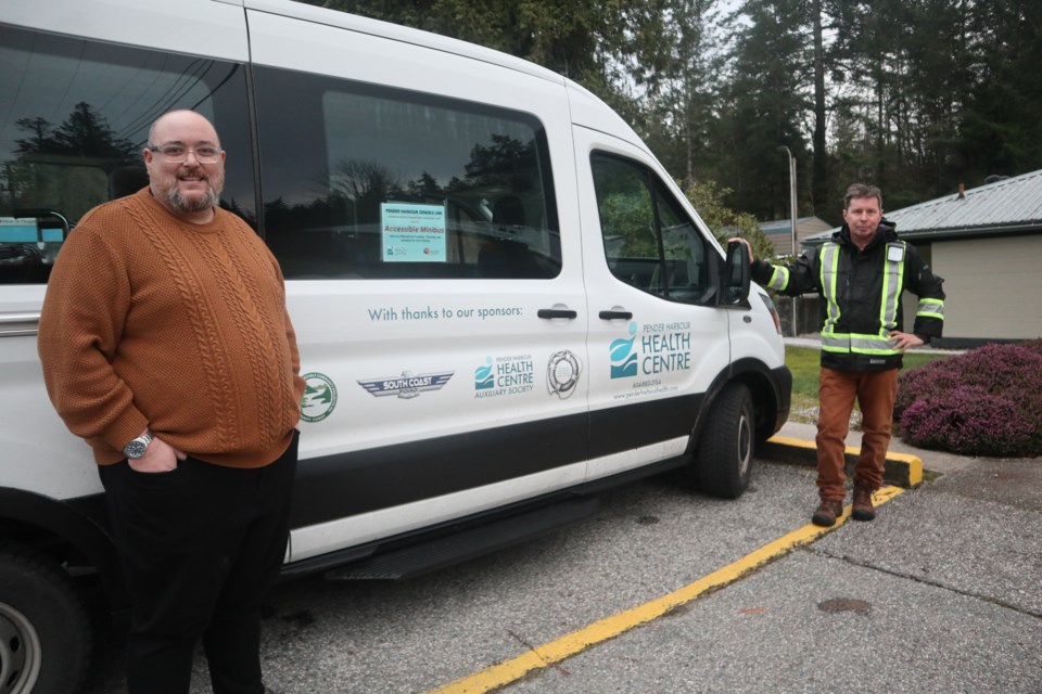 Pender Harbour Health Centre's Nick Gaskin (left) with the Seniors Link van and driver Brian Peterson                               