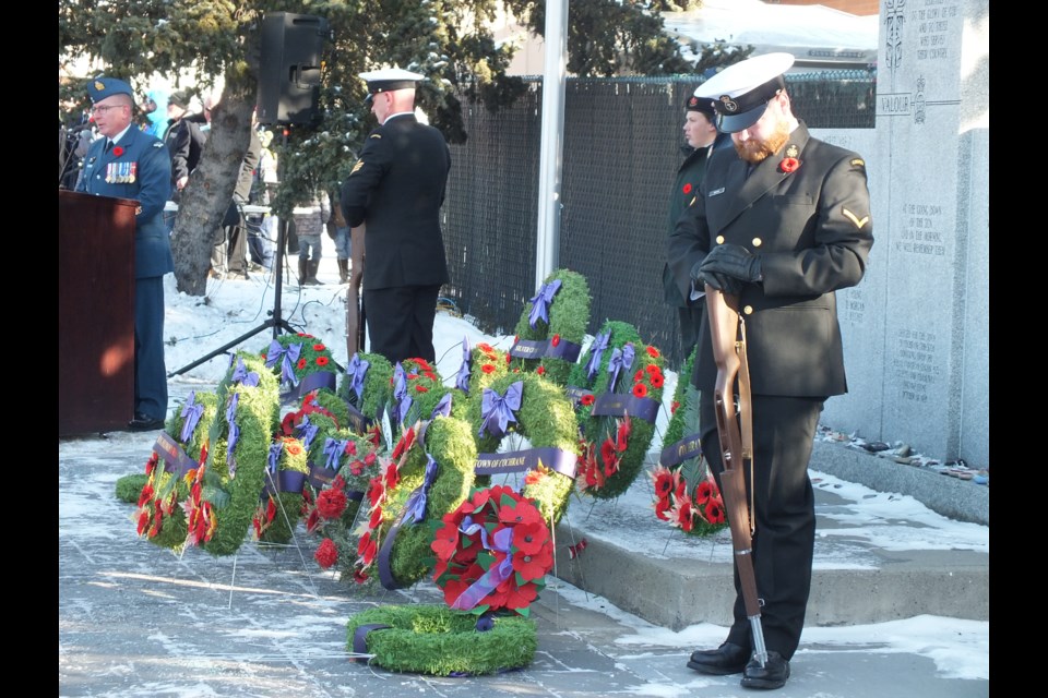 Wreaths were laid at the Cochrane Cenotaph ceremony on Nov. 11.