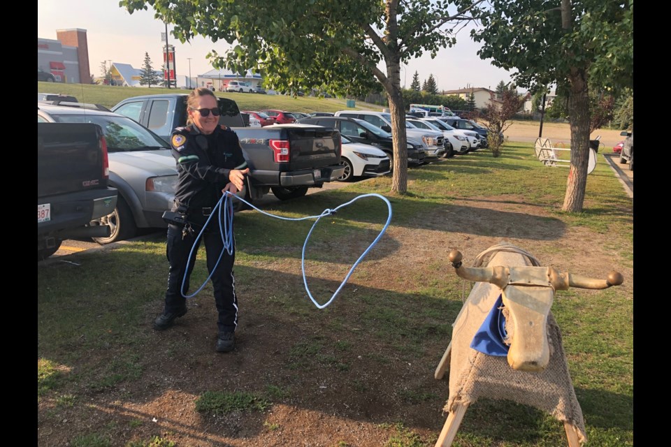 Cochrane EMS was on the scene Friday morning at the Lions Centre learning how to rope a steer.