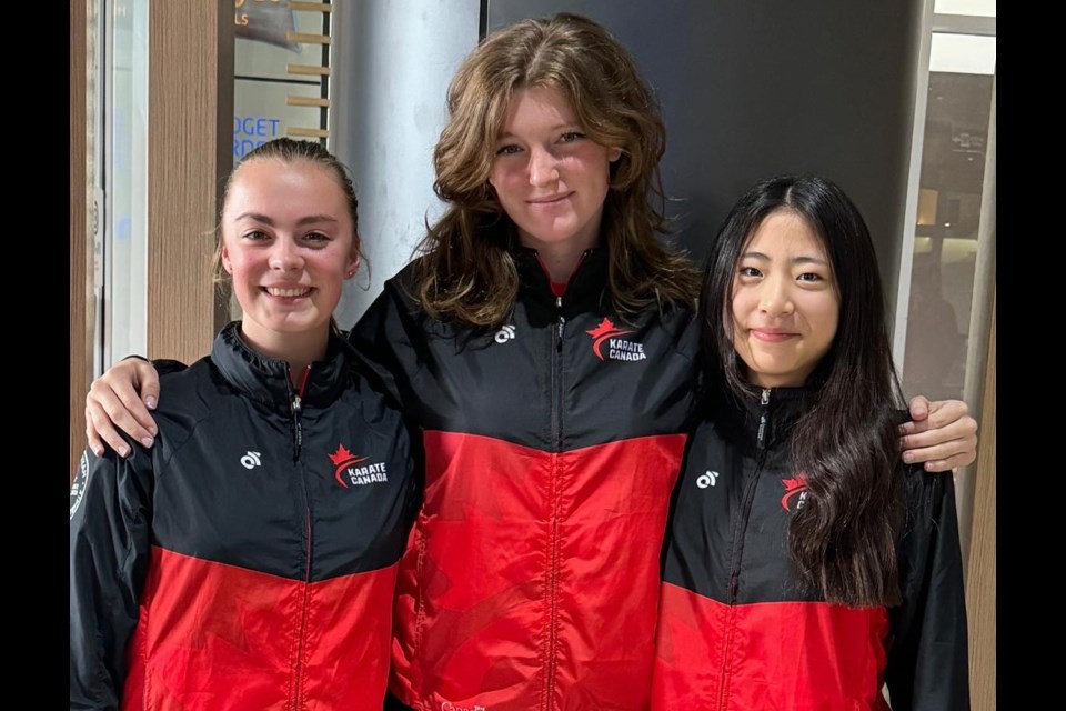 (Left to right) Brooklyn Carter, Indiana Carlyle-Biford, and Lina Kokame at the Pan American Championships in São Paulo, Brazil.