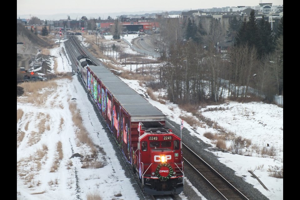 The Holiday Train rolling out to Banff after visiting Cochrane