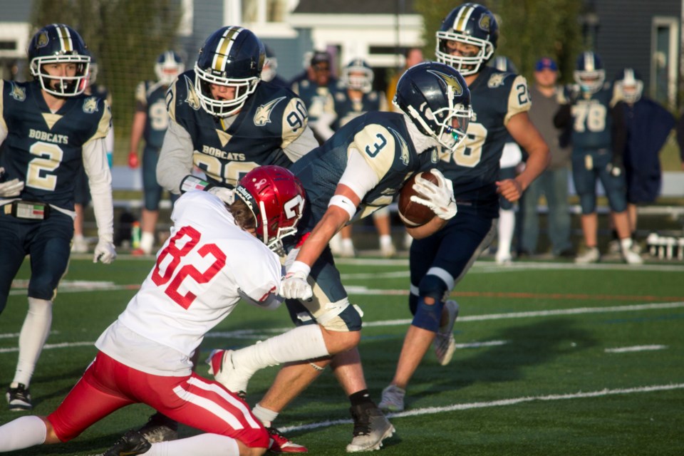 For their last regular home game of the season, the Bow Valley High School Bobcats hosted the Cochrane High School Cobras for an evening of football on Oct. 4.