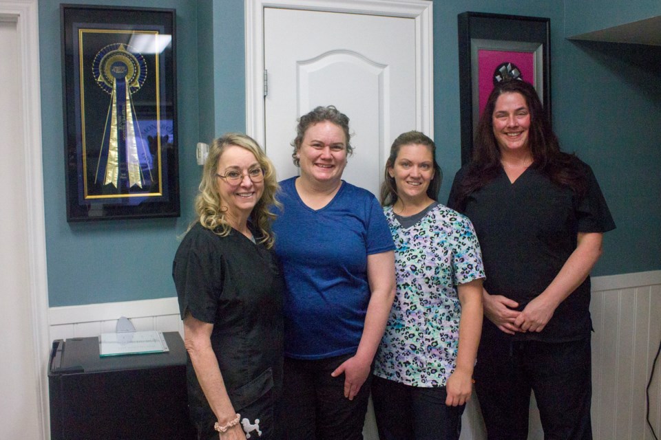 (L-R) Connie Riches of Connie's Canines, Agnes Jenkins and Heather Tarleton of Monarch Grooming, and Jamie Lakoslay. 