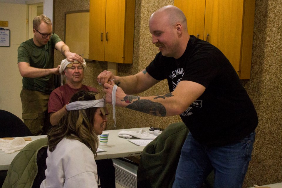 Pure Mountain Medical hosted a first-aid lesson at the Cochrane Legion on Mar. 21.