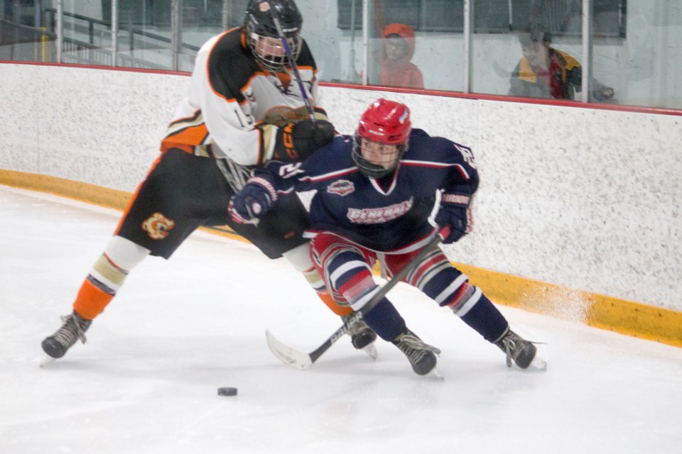 The Cannex Cochrane Generals secured the first win out of three against the Coaldale Copperheads for their HJHL playoff run on Feb. 14.