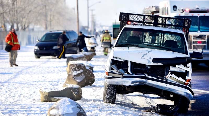 A rear-end collision on Griffin Road had traffic backed up after a white pickup truck slammed into the back of a Dodge Caravan with one occupant as the driver of the minivan