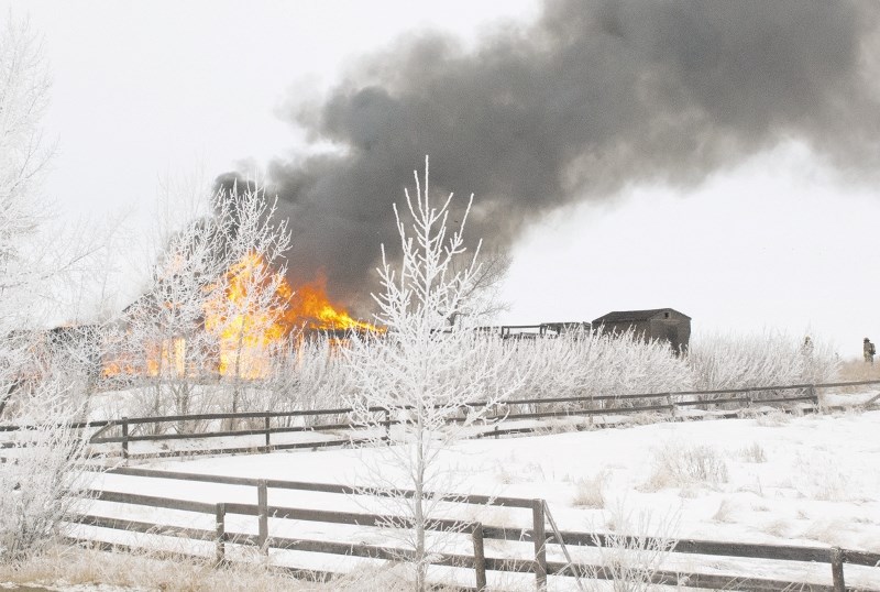 An empty and uninhabitable house was levelled by fire in Cochrane Lake West on Feb. 19.