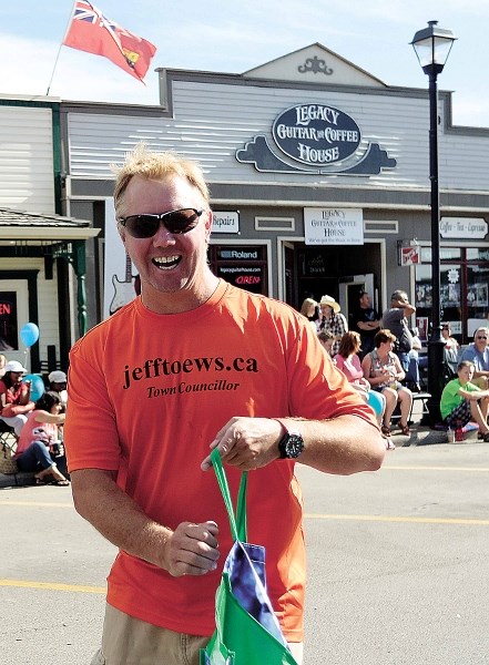 Jeff Toews will run for re-election in the coming municipal election, and advertised his website during the Labour Day Parade Sept. 2.