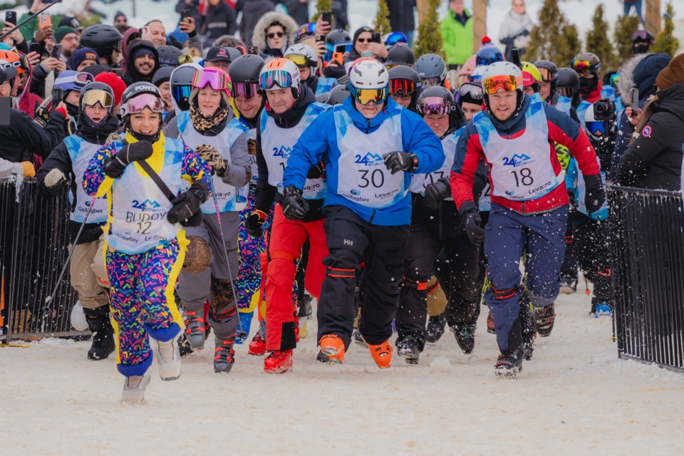 The relay event began with a countdown and race to the chairlift. 