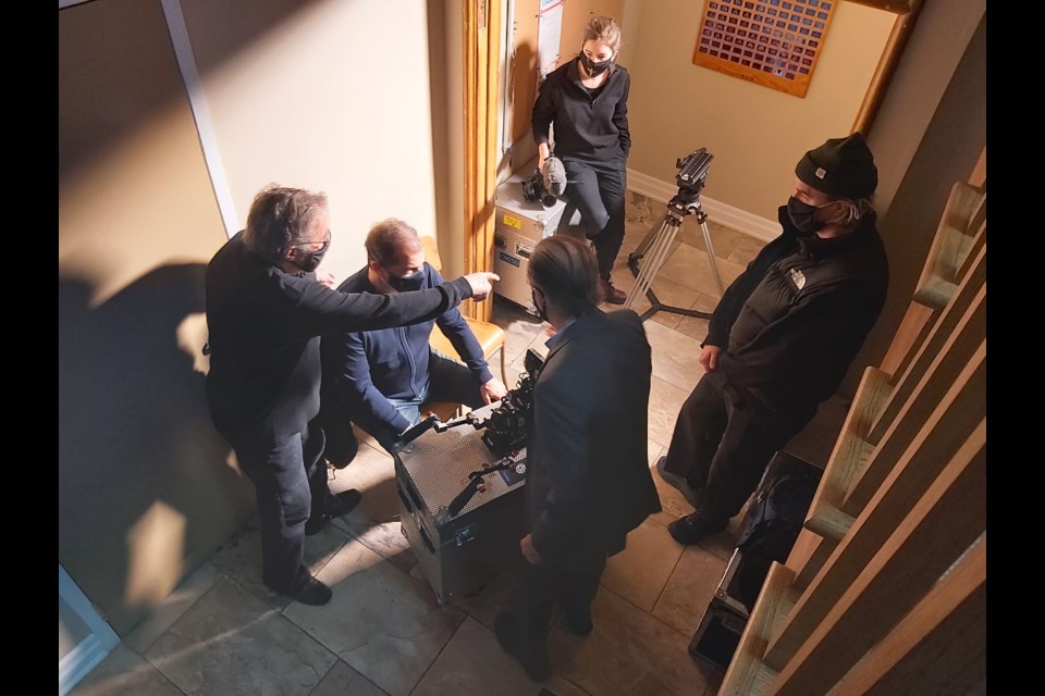 Production crews set up in the basement hallway of St. George's Anglican Church. Jennifer Golletz/ CollingwoodToday