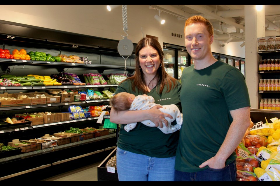 Leslie Rabinovitch and Jeff Meakings seen with eight-week-old baby Margo opened Gordon's Market and Café at 1 Hume Street to provide a grocery experience different than that of the big corporate stores. 