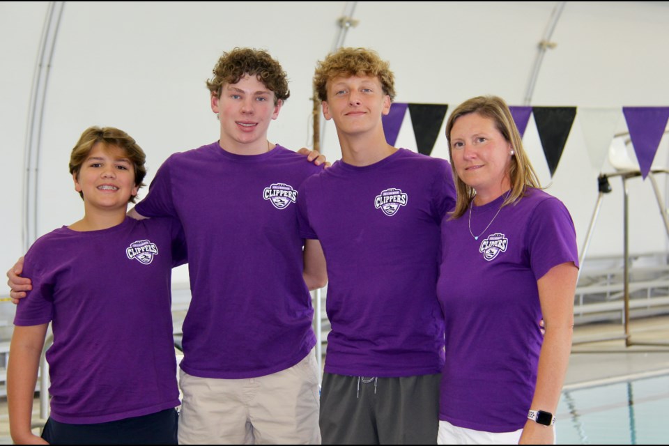 Collingwood Clippers athletes had their best season ever. Seen is athletes Niall Crespy, 11, Spencer Adlington, 16, Liam Paterson, 15  and Clippers president Naomi Patterson. 