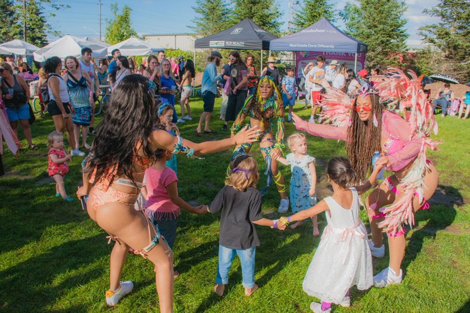 Carnival dancers in full costumes at Carnival North 2023 held at The Collingwood Brewery on Aug. 12. 