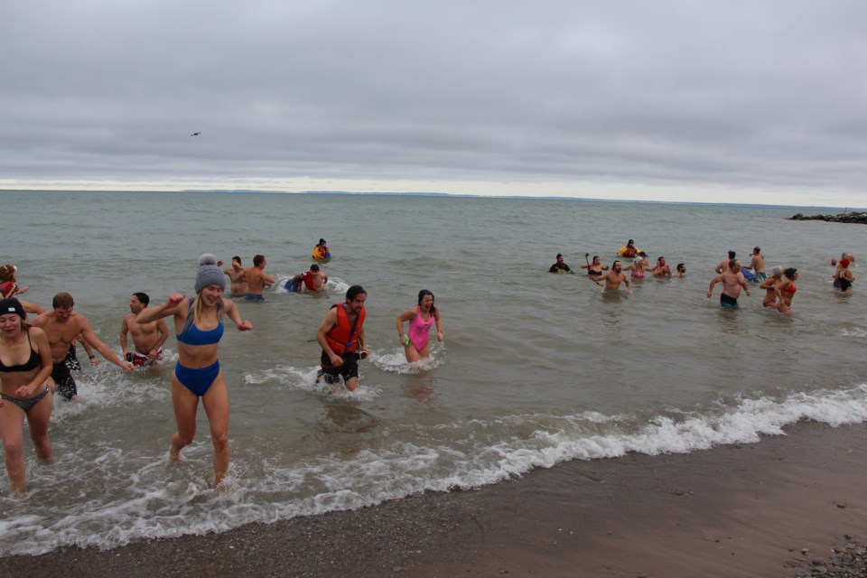 Over 70 people plunged into Georgian Bay on Saturday morning in support of youth mental health. Katie Chappell for CollingwoodToday