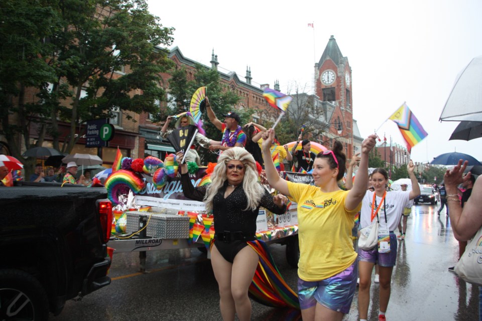 The Pride Collingwood float in the Collingwood Pride parade, July 15, 2023. 