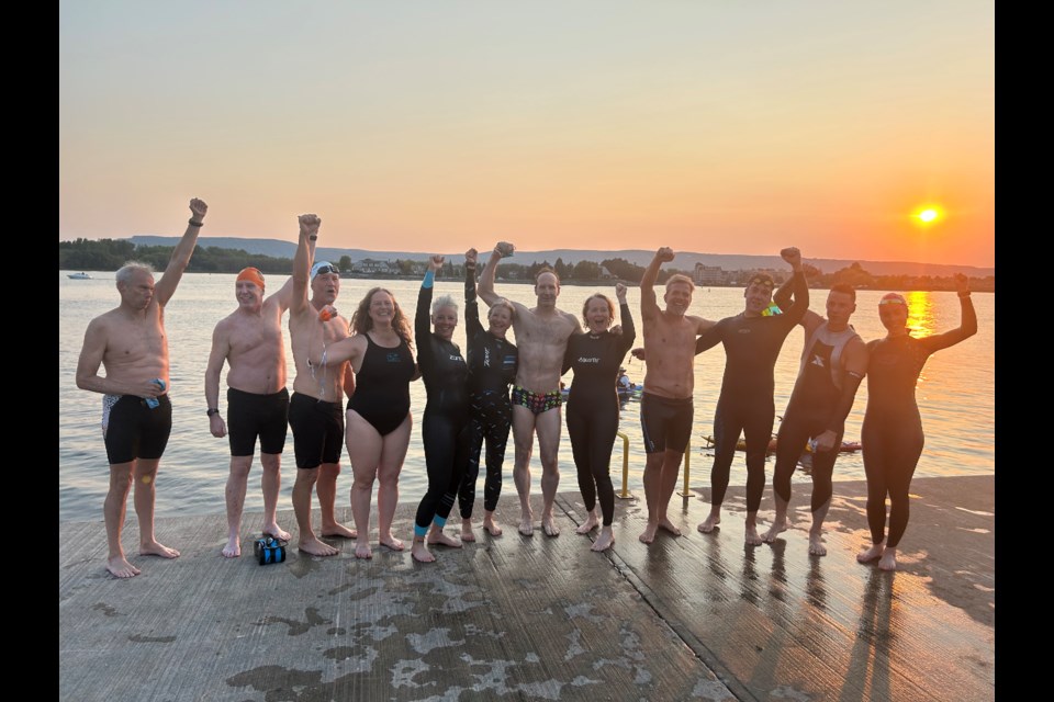 The team of 12 swimmers from Georgian Bay Squall who made the crossing from Christian Island to Collingwood on Sept. 14.