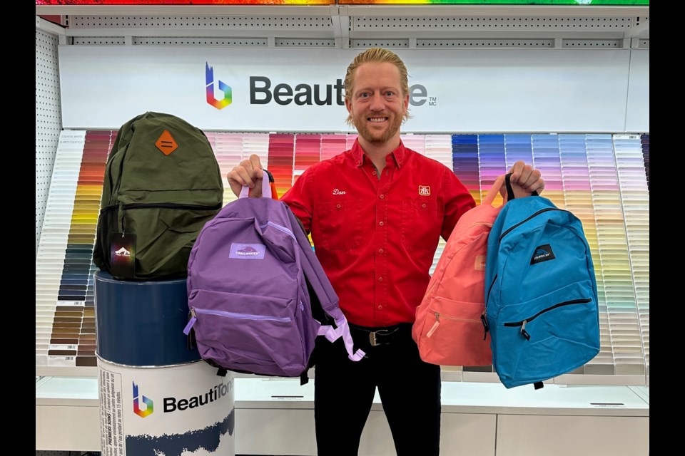 Thornbury Home Hardware Building Centre is donating 100 backpacks to families in Grey County. Owner Daniel Moulton is pictured.