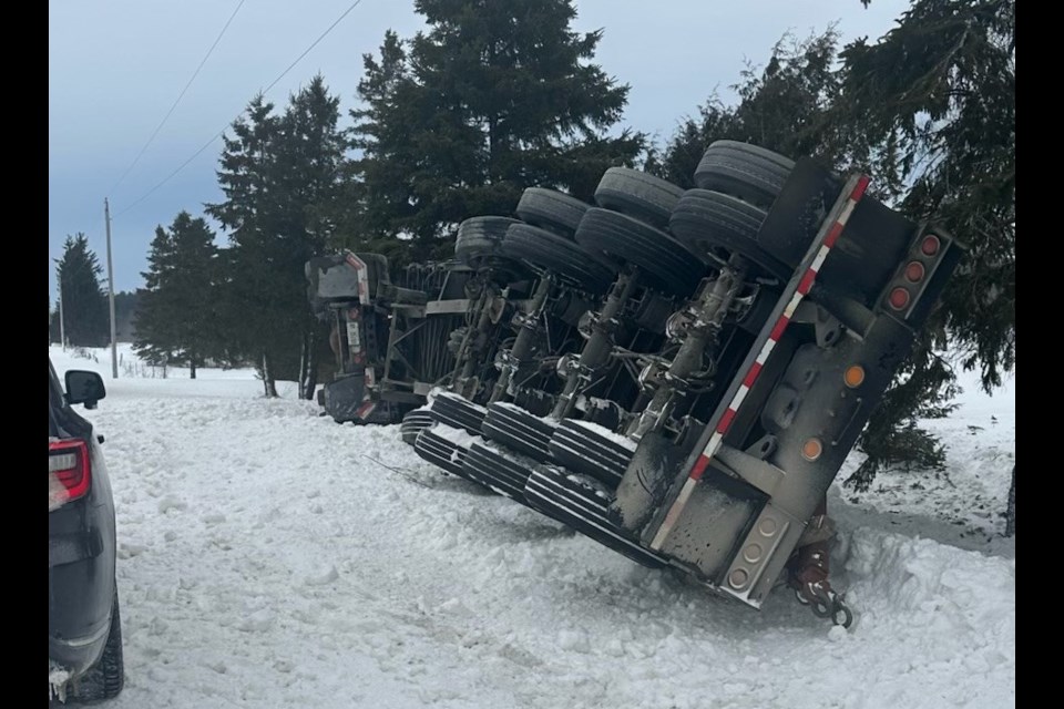 A transport truck crash Wednesday has closed 7th Line between Sideroad 4A and Sideroad 7A in Grey Highlands.