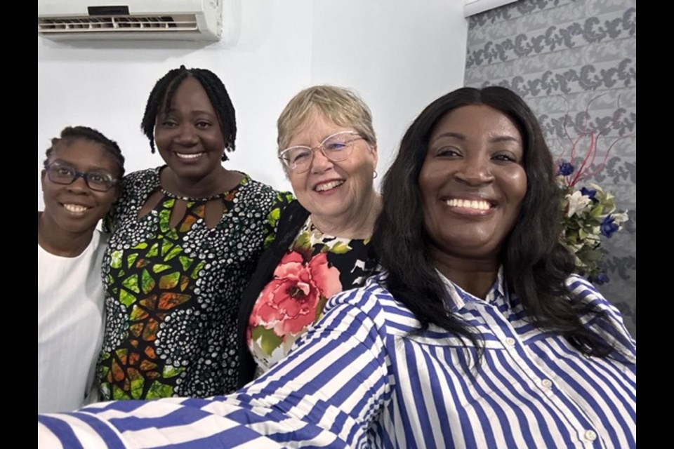 Collingwood Coun. Kathy Jeffery, second from right, with Ghanan women as part of the Federation of Canadian Municipalities' Women in Local Leadership project.