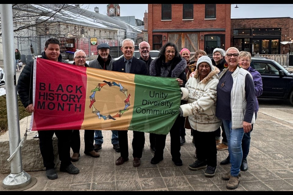 Members of council and the community helped raise the Black History Month flag at the Collingwood Library on Feb. 1 to mark the beginning of Black History Month. 