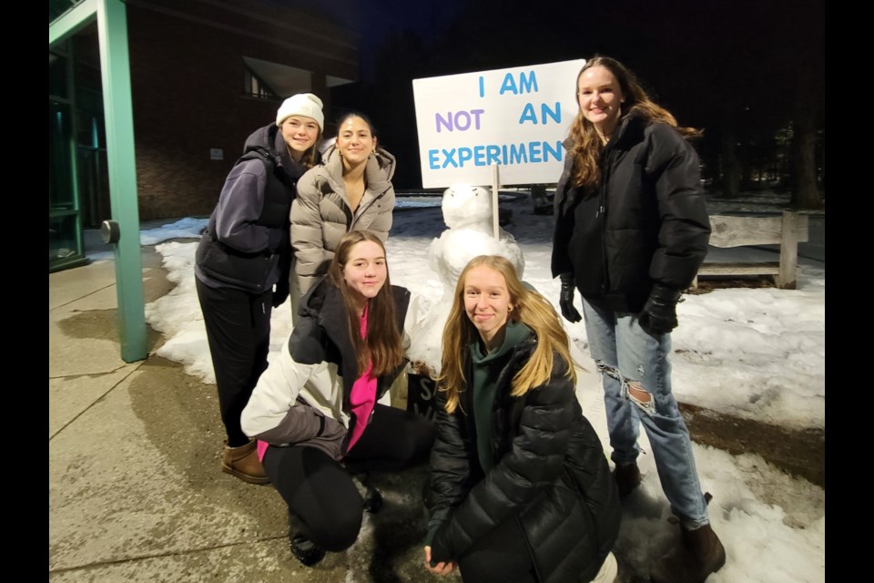 Students of schools in the Simcoe County District School Board attended the education centre in Midhurst on Jan. 31 to protest the board's decision to remove final assessment days from the school calendar.