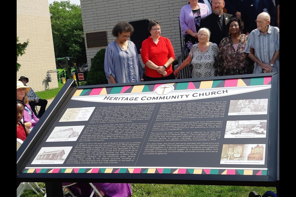 Members of the community attended the unveiling of the new heritage plaque at Heritage Community Church on Aug. 20, 2023.