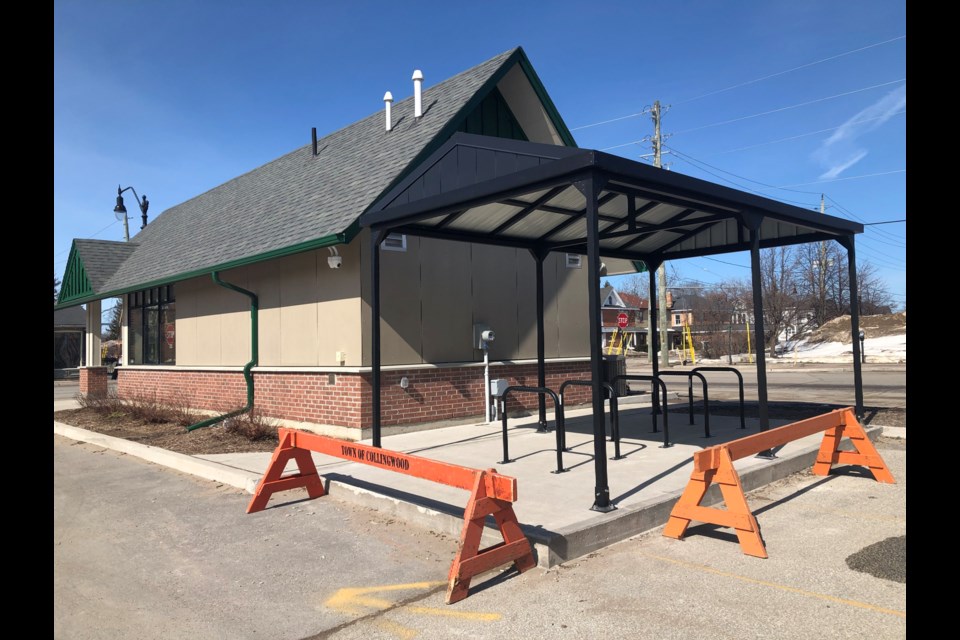 The bike shelter located in the Pine Street Parking lot adjacent to the transit terminal. 