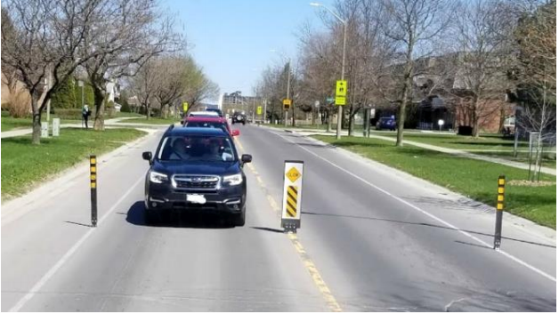 An example of the flexible bollards being considered for Collingwood school zones.