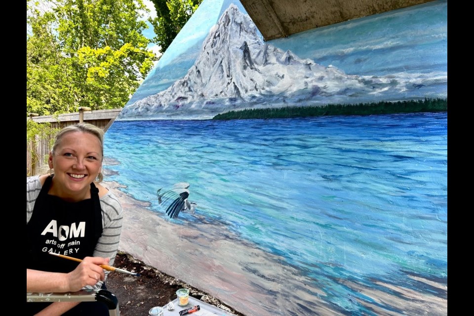 Artist Natalie Way has been completing work on a mural at Augustine House.