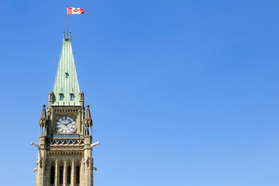 Parliament hill with Canadian Flag