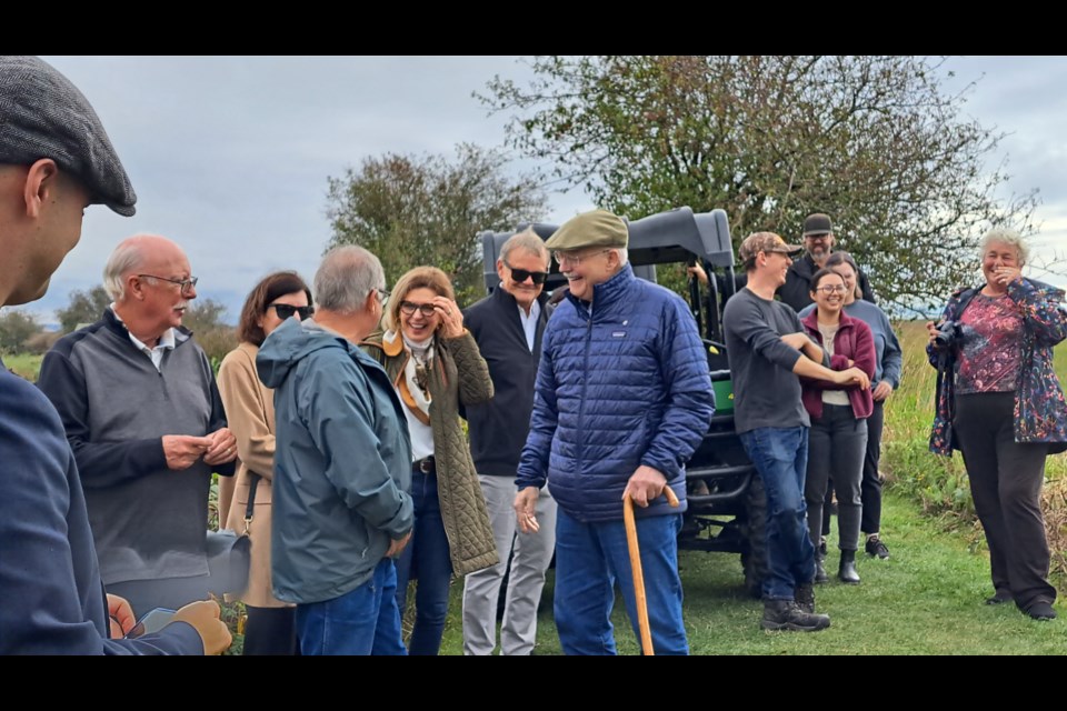 Congratulations all round at scene of memorial unveiling.