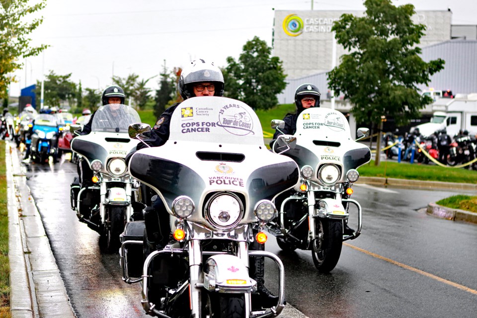 The 23rd anniversary 9/11 Memorial Ride left the Cascades Casino in Delta after a short ceremony on Wednesday morning with the riders travelling to the Peach Arch border crossing for a remembrance ceremony.