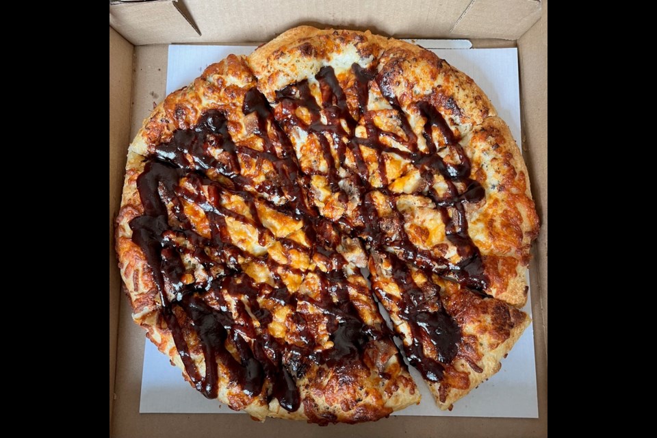 Madhouse Pizza in Tsawwassen with it's barbecue chicken pizza.