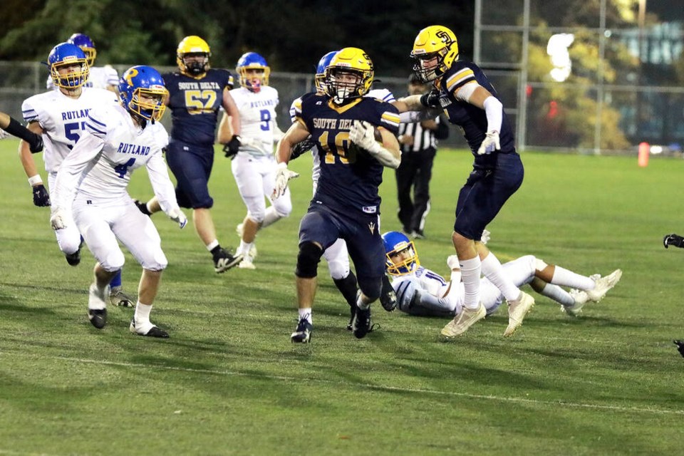 The Senior Varsity South Delta Sun Devils are off to the semifinals at BC Place following a 30-8 win over Rutland last Friday (Nov. 15) at Burnaby Lake. Jim Kinnear Photos 