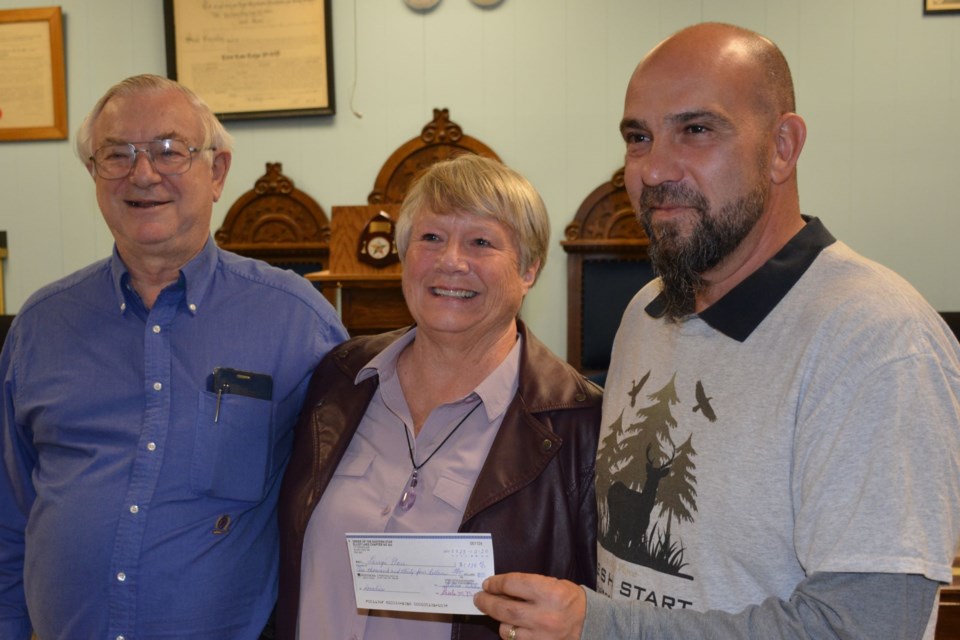 Project award to Larry's Place Fresh Start. From left: William Baker, Lynn Thomas, Dan Marchisella. Oct. 20, 2023 