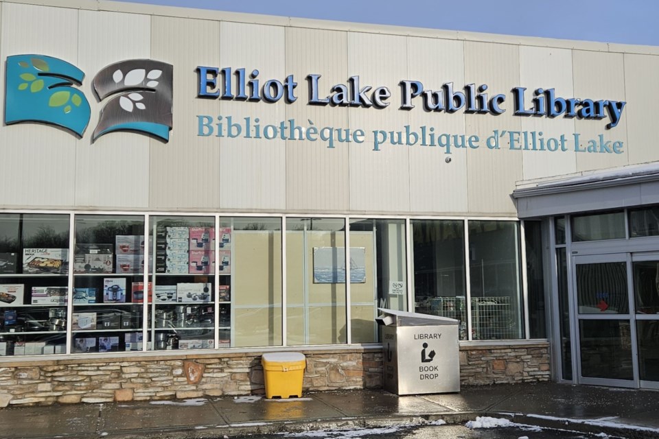 Public library signage at Pearson Plaza. November 29, 2024