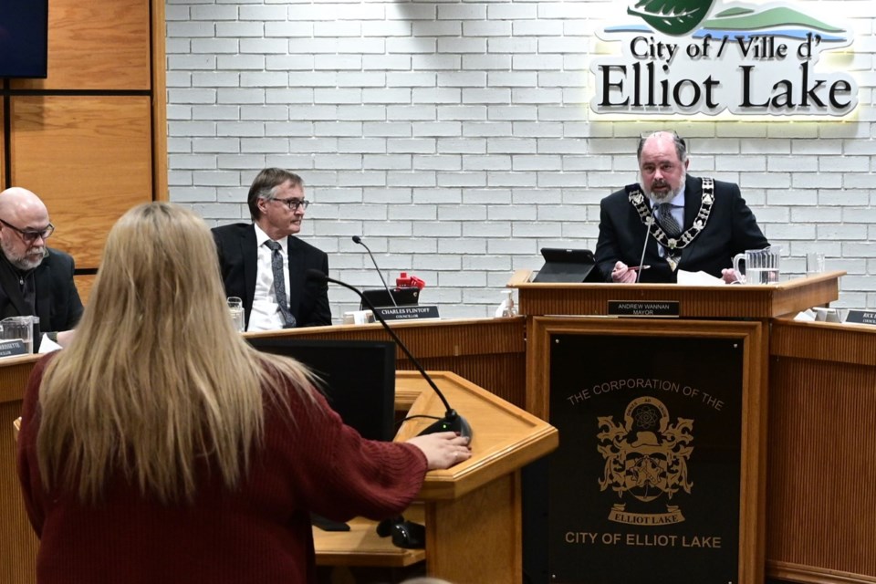 Mayor Andrew Wannan responds to Elliot Lake Minor Hockey presentation. February 10, 2025