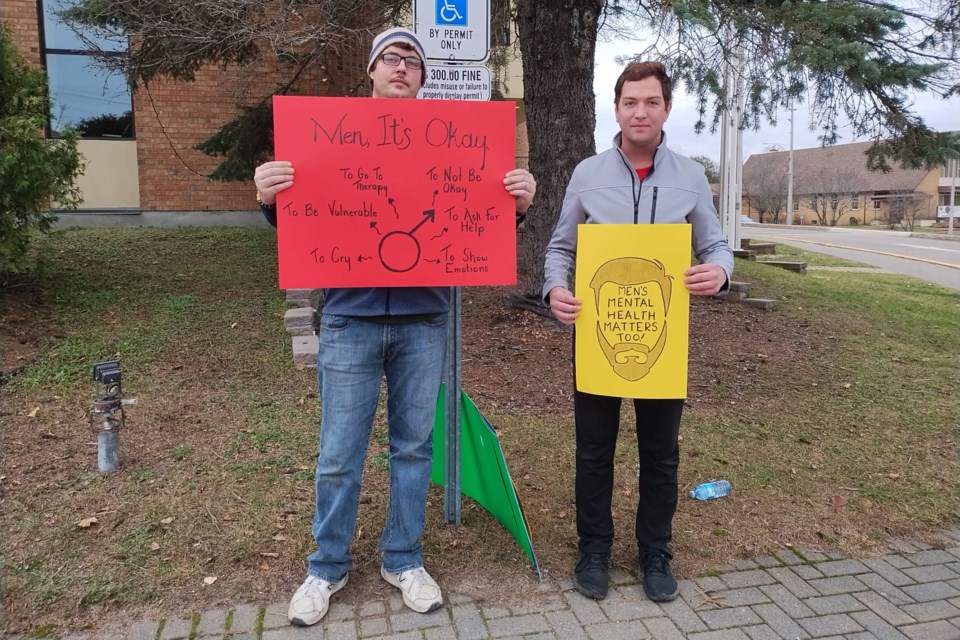 Spencer LaMothe and Matthew McGregor of Elliot Lake participate in Larry’s Place Men’s Mental Health Awareness Walk 